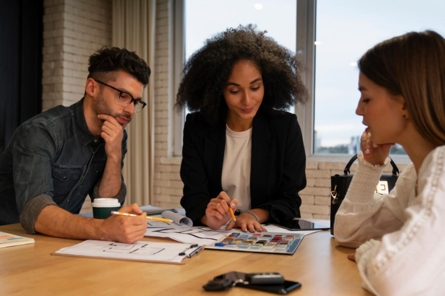 Profesionales trabajando en análisis financiero